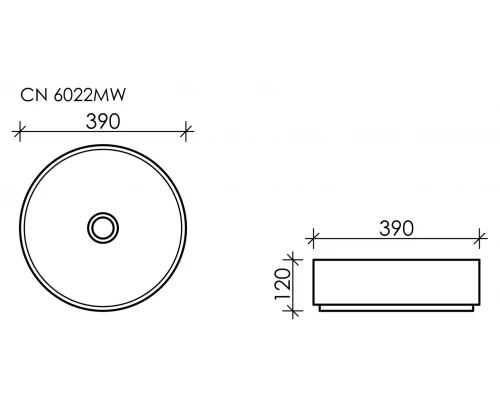 Раковина Ceramica Nova Element CN6022MW 39 x 39 x 12 см, накладная, круглая, без перелива
