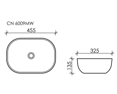 Раковина Ceramica Nova Element накладная, 45.5 х 32.5 см, белый матовый, CN6009MW