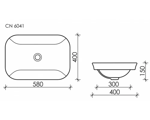 Раковина Ceramica Nova Element, 58 х 40 х 15 см, цвет белый, CN6041
