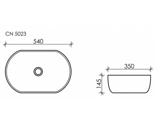 Раковина Ceramica Nova Element CN5023 54 x 35 x 14.5 см, накладная, овальная, без перелива