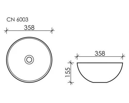 Раковина Ceramica Nova CN6003 35.8 x 35.8 x 15.5 см, накладная, круглая, без перелива