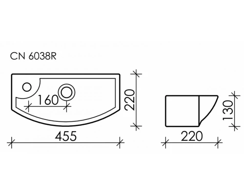 Раковина Ceramica Nova Element, 45.5 х 22 х 13 см, цвет белый, CN6038R