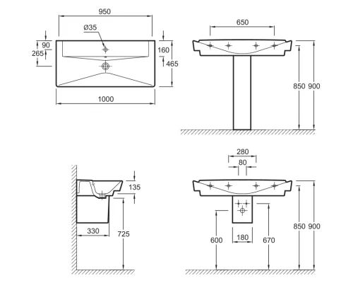 Раковина Jacob Delafon Reve E4801-00 100 х 46,5 см