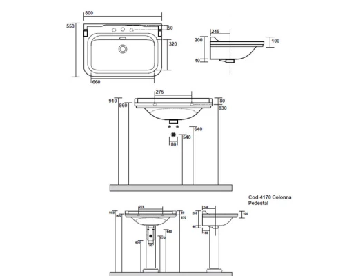 Пьедестал для раковин Kerasan Waldorf 60 и 80 см, цвет белый, 417001