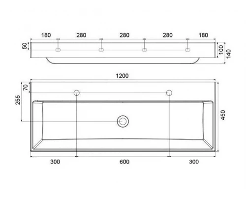 Раковина Ravak Natural Duo 120 см, белый, XJO01212000