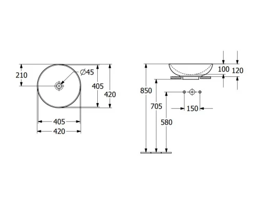 Раковина Villeroy&Boch Loop & Friends 42 х 42 см, на столешницу, альпийский белый, 4A460001