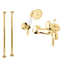 Смеситель Cezares Elite VDPM-03/24-Bi цвет золото 24 карат, ручки белые