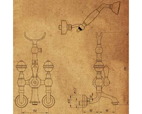 Смеситель Migliore.CRistalia 18580 для ванны/душа, бронза