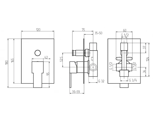 Смеситель Migliore Kvant 18784 скрытого монтажа, для ванны и душа, хром