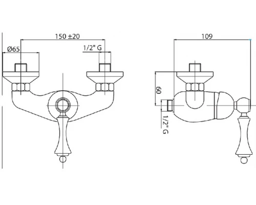 Смеситель Cezares Margot MARGOT-DM-03/24-Bi для душа, золото/белый