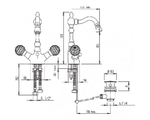 Смеситель Cezares Atlantis ATLANTIS-BS2-02-Sw для биде, бронза