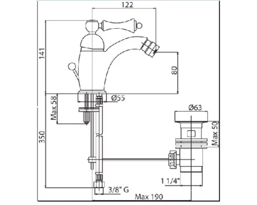 Смеситель Cezares Margot MARGOT-BSM1-02-M для биде, бронза