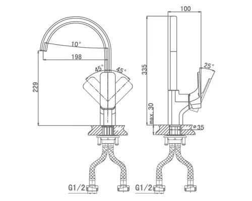 Смеситель D&K Berlin DA1432403 для кухни, золото (титан)