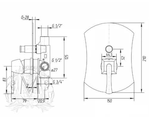 Смеситель Migliore Opera 19056 для ванны/душа, золото