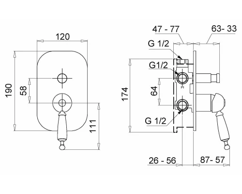 Смеситель Migliore Oxford 19098 для душа с дивертором - бронза