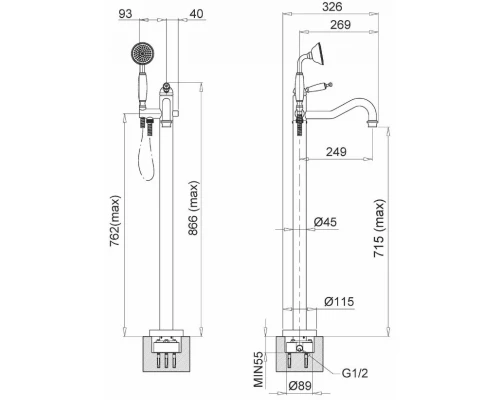 Смеситель Migliore Oxford 19558 для ванны/душа - золото