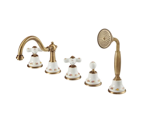 Смеситель Migliore Provance 19464 для ванны на 5 отверстий, бронза