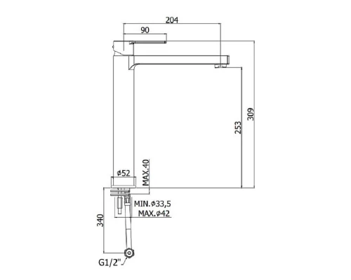 Смеситель Paffoni Ringo RIN081CR для раковины, высокий, без донного клапана, цвет хром