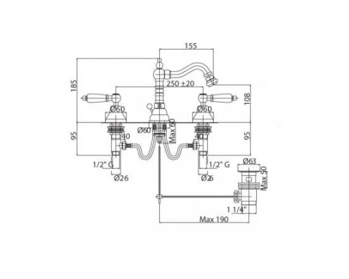Смеситель Cezares GOLF-BBS2-02 для биде, бронза