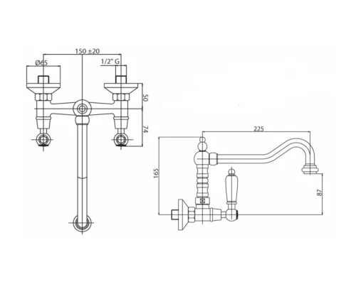 Смеситель Cezares LORD-LLP-03 для кухни, золото