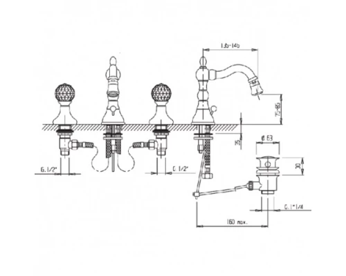 Смеситель Cezares Atlantis ATLANTIS-BBS2-02-Sw для биде, бронза