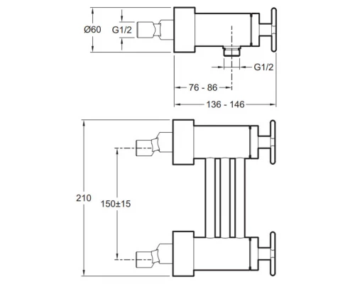 Смеситель Jacob Delafon  Nouvelle Vague E78344-BLV для душа, термостат, цвет черный матовый