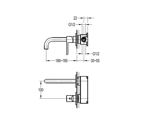 Смеситель для раковины Cezares Eco, черный матовый, ECO-DI-NOP