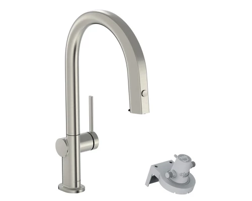 Смеситель Hansgrohe Aqittura M91 для кухонной мойки, с вытяжным изливом, с подключением к фильтру, сталь, 76803800