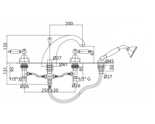 Смеситель Cezares NOSTALGIA-BVD-01-Bi, хром