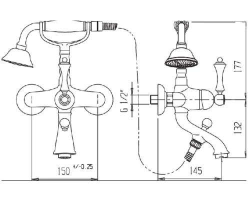 Смеситель Cezares Margot MARGOT-VDM-03/24-M для ванны/душа, бронза