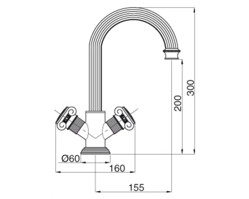 Смеситель Cezares Olimp LS2-01-O цвет хром, ручки квадратные металл