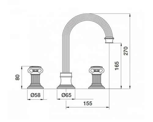 Смеситель Cezares Olimp BLS2-A-01-Sw цвет хром, ручки квадратные Swarovski
