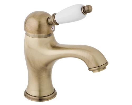 Смеситель Cezares ELITE-LSM1-02-Bi для раковины, бронза, ручка белая