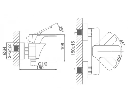 Смеситель D&K Berlin DA1433103 для душа, золото (титан)