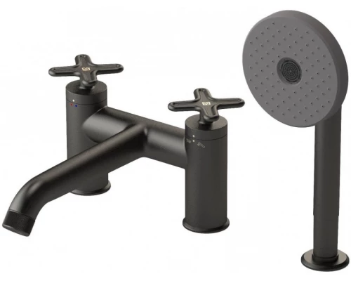 Смеситель Jacob Delafon Nouvelle Vague E78343-BLV для ванны и душа, на три отверстия, цвет черный матовый