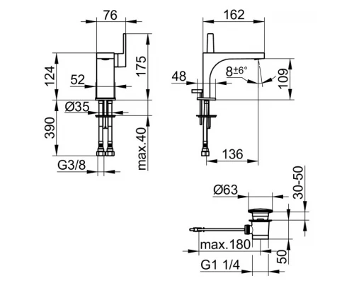 Смеситель Keuco Edition 11 для раковины, хром, 51104010000