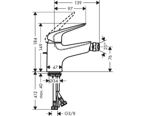 Смеситель для биде Hansgrohe Novus 70, хром, 71142000