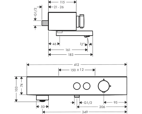 Смеситель Hansgrohe ShowerTablet Select 400 для ванны, термостатический, хром, 24340000