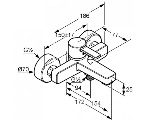 Смеситель Kludi Zenta 386700575 для ванны и душа, хром