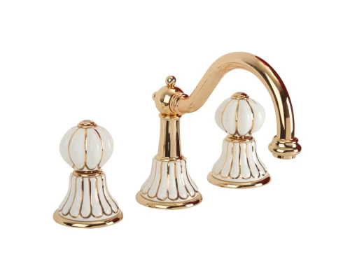 Cмеситель Migliore Olivia 19031 для раковины, золото, ручки декор золото