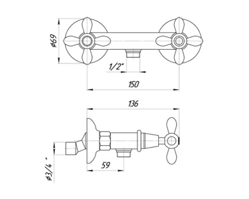 Смеситель Migliore Princeton Plus ML.PRP-8046.BR для душа - бронза