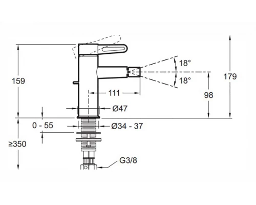 Смеситель Jacob Delafon  Nouvelle Vague E78342-BLV для биде, цвет черный матовый