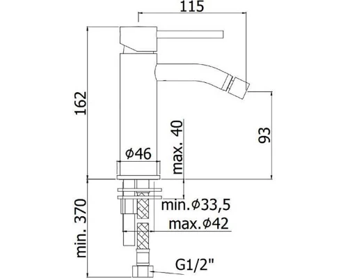 Смеситель Paffoni Light LIG131NO для биде, без донного клапана, цвет черный матовый