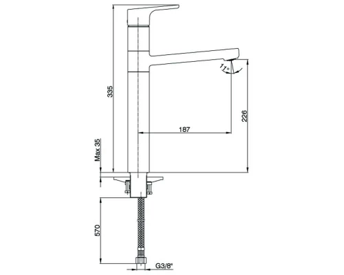 Смеситель E.C.A Luna 102108949EX для раковины с удлиненным корпусом