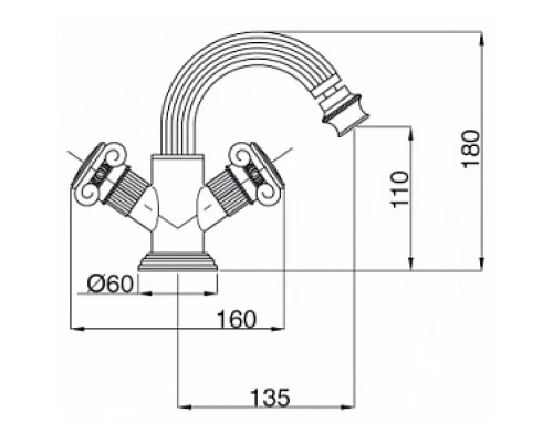 Смеситель Cezares Olimp BS2-02-O цвет бронза, ручки квадратные металл