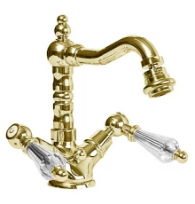 Смеситель Cezares DIAMOND-BS2-03-Sw, золото, ручки Swarovski
