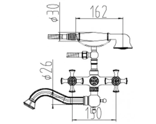Смеситель Zorg Antic A 7000W-SL для ванны, цвет серебро