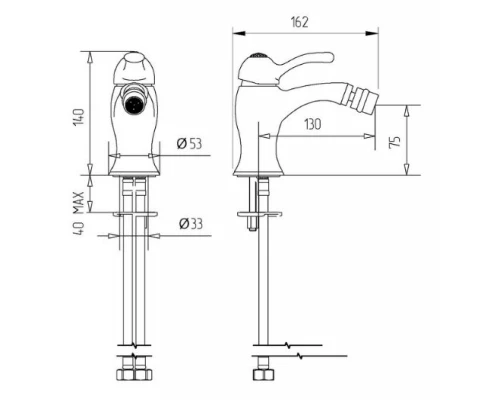 Смеситель Migliore Lem Swarovski 18889 для биде - золото
