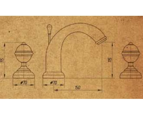 Смеситель Migliore.CRistalia ML.CRS-3712.DO для раковины на 3 отверстия, золото