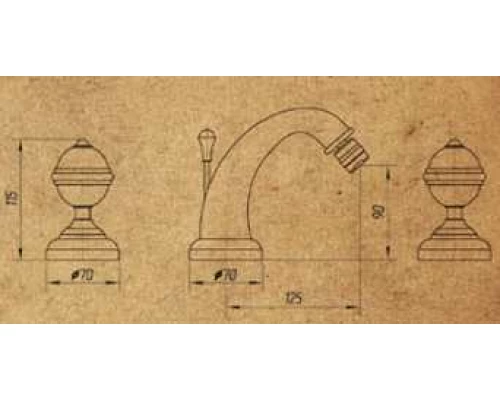 Смеситель Migliore.CRistalia ML.CRS-3725.DO для биде на 3 отверстия, золото